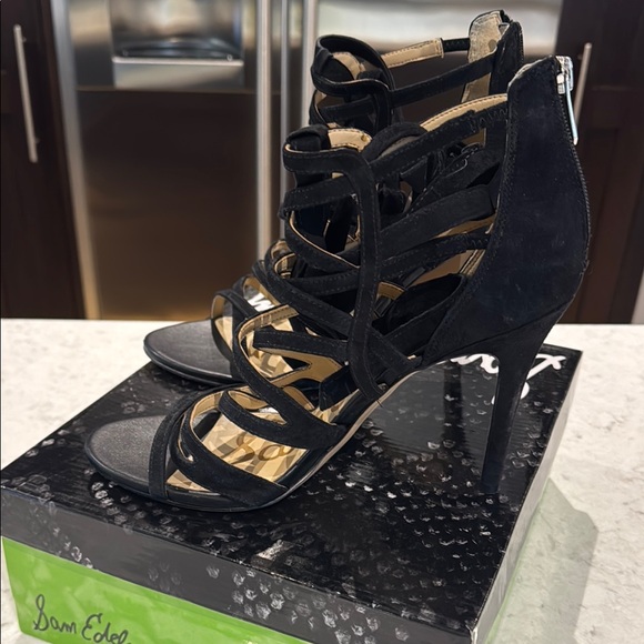 SAM EDELMAN ALBA Black Suede Heels - Picture 4 of 13